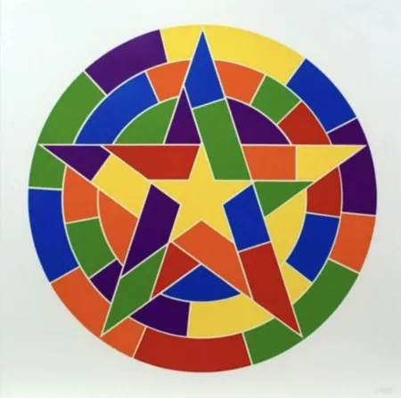 Linocut Lewitt - Tondo 1 (3 point star)