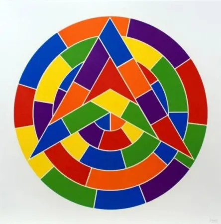 Linocut Lewitt - Tondo 1 (3 point star)