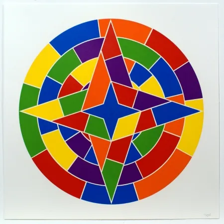 Linocut Lewitt - Tondo 2 (4 point star)