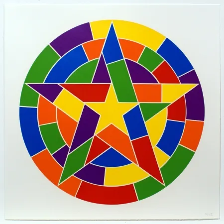 Linocut Lewitt - Tondo 3 (5 point star)