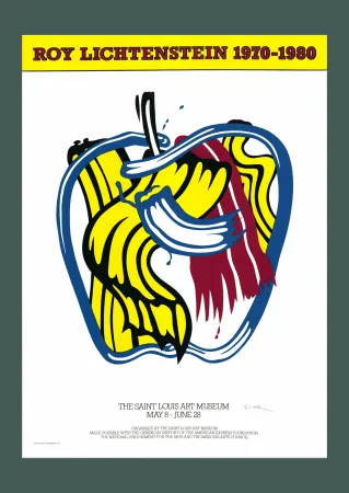 Screenprint Lichtenstein - 'Apple' 1981 Offset-lithograph (Hand-signed)