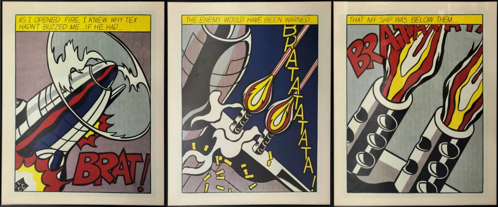 Lithograph Lichtenstein - As I opened Fire, 1964. Tripytchon. 