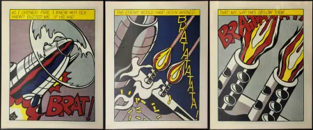 Lithograph Lichtenstein - As I opened Fire, 1964. Tripytchon. 
