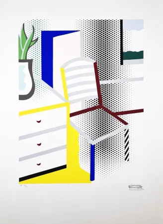 Screenprint Lichtenstein - Interior with Chair from the Leo Castelli 90th Birthday portfolio