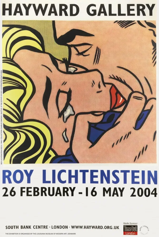 Screenprint Lichtenstein - Kiss V Hayward Gallery