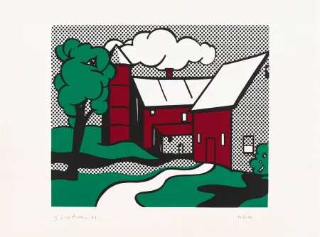 Screenprint Lichtenstein - Red Barn