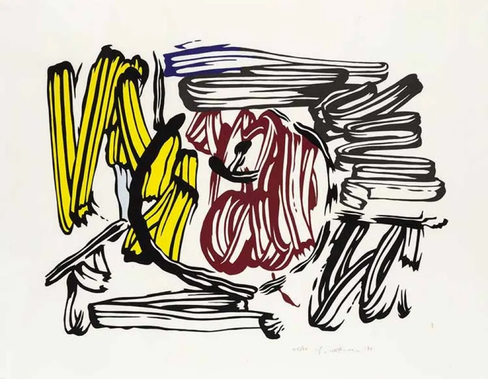 Woodcut Lichtenstein - Red & Yellow Apple