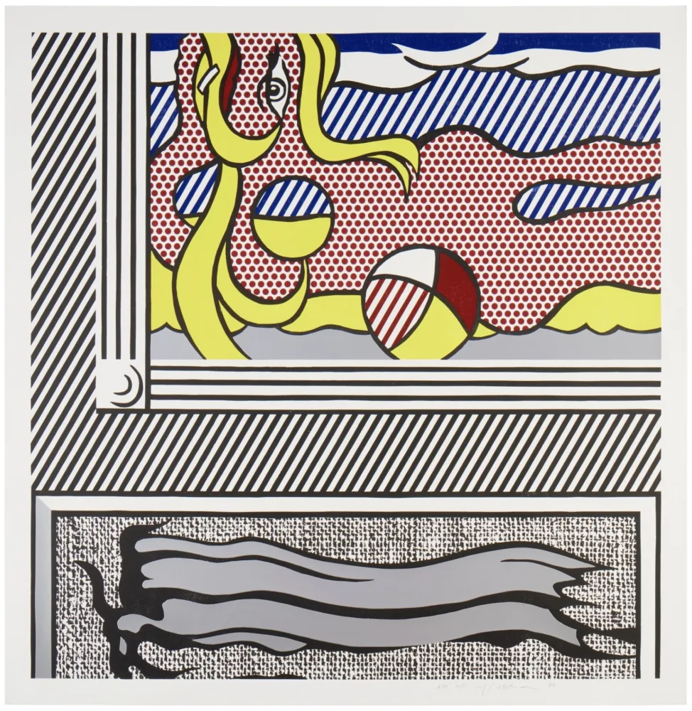 Lithograph Lichtenstein - Two Paintings: Beach Ball