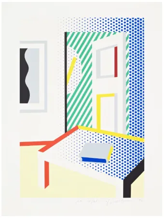Screenprint Lichtenstein - Virtual Interior with Book, 1996