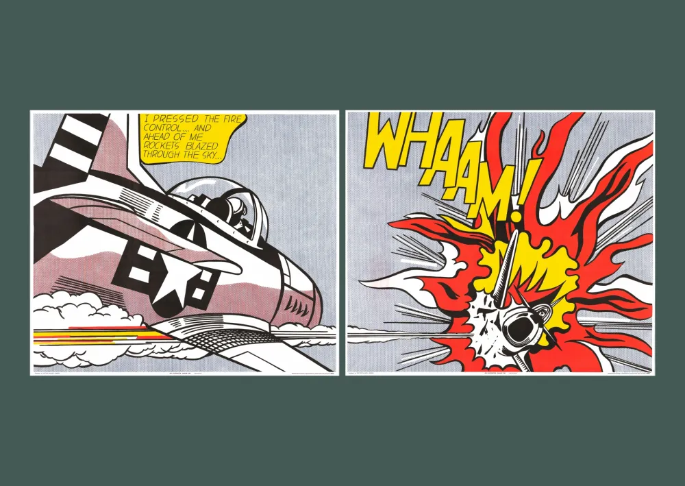 Lithograph Lichtenstein - 'WHAAM!' 1986 Offset-lithograph Diptych Set