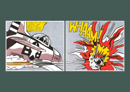 Lithograph Lichtenstein - 'WHAAM!' 1986 Offset-lithograph Diptych Set