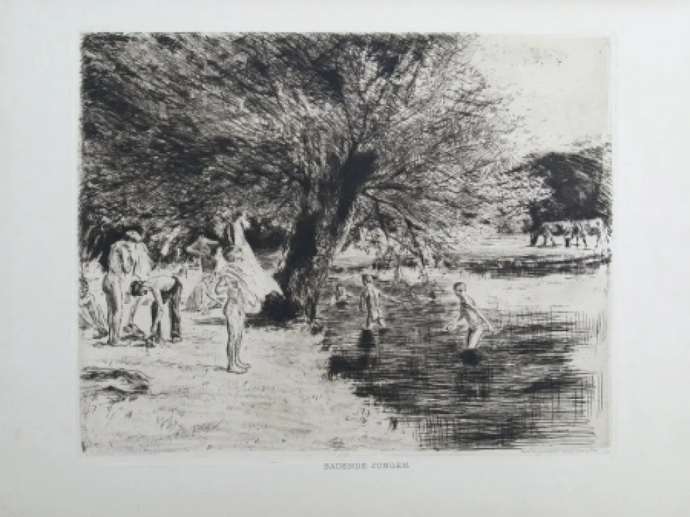Etching Liebermann - Badende Jungen