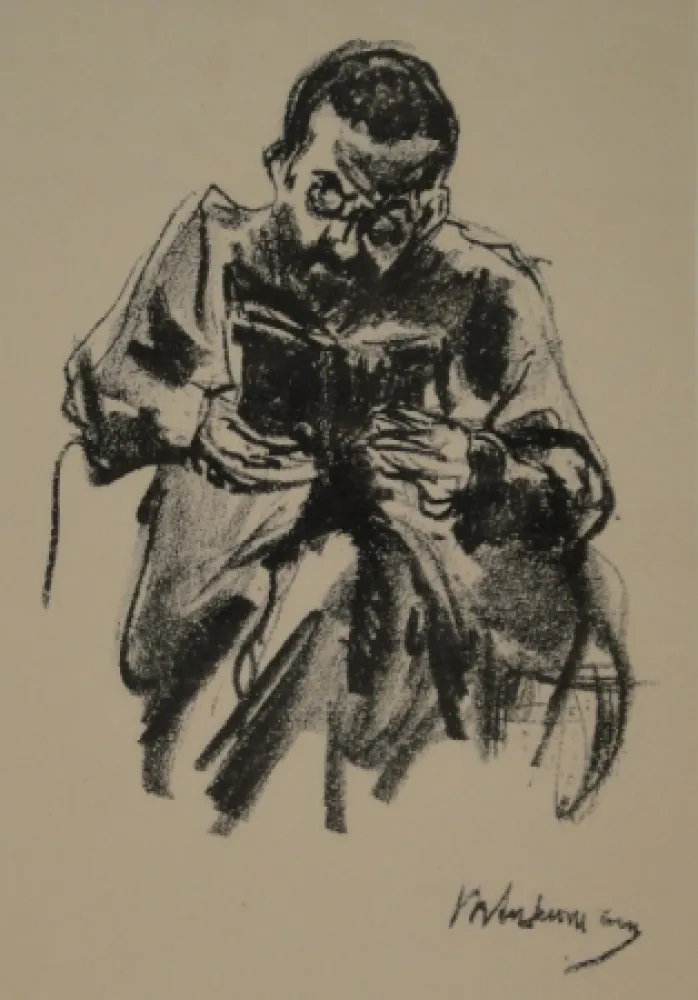 Lithograph Liebermann - Lesender Mann (Lesender Jude)