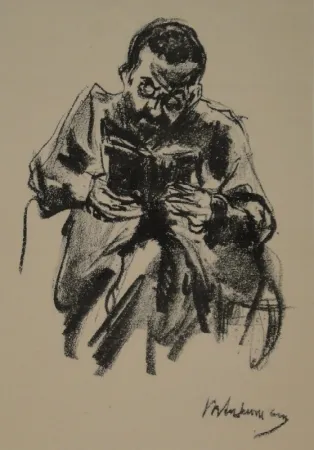 Lithograph Liebermann - Lesender Mann (Lesender Jude)