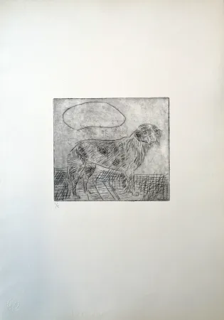 Drypoint Ligabue - Cane San Bernardo