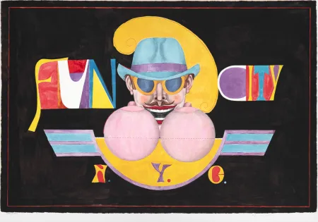 Lithograph Lindner - Fun City