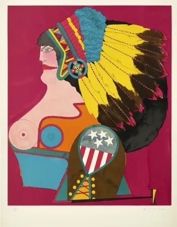 Lithograph Lindner - Miss american indian
