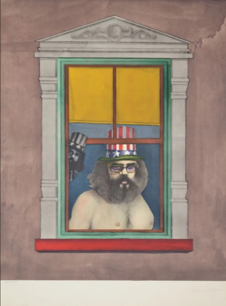 Lithograph Lindner - Poet