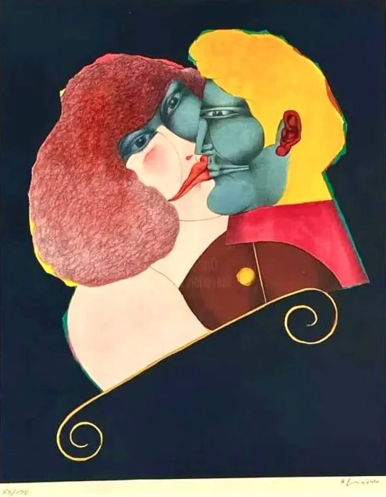 Lithograph Lindner - The Kiss