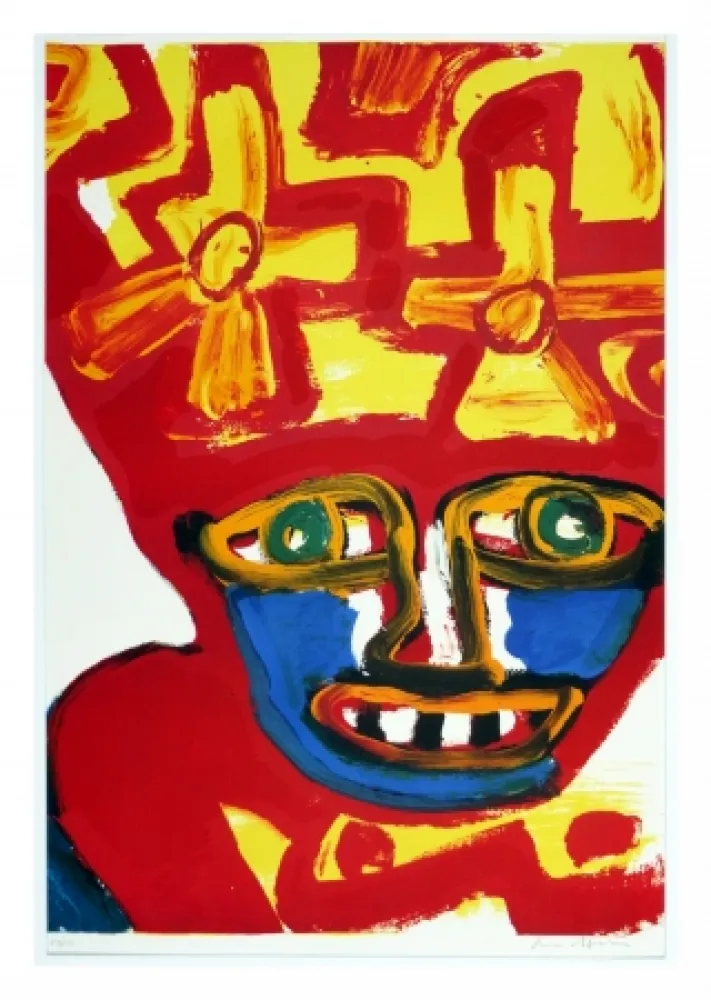 Lithograph Lindstrom - Chapeau rouge et jaune