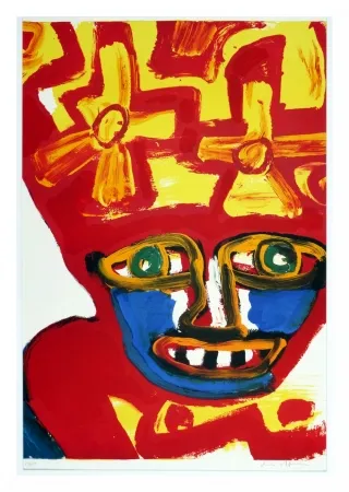 Lithograph Lindstrom - Chapeau rouge et jaune