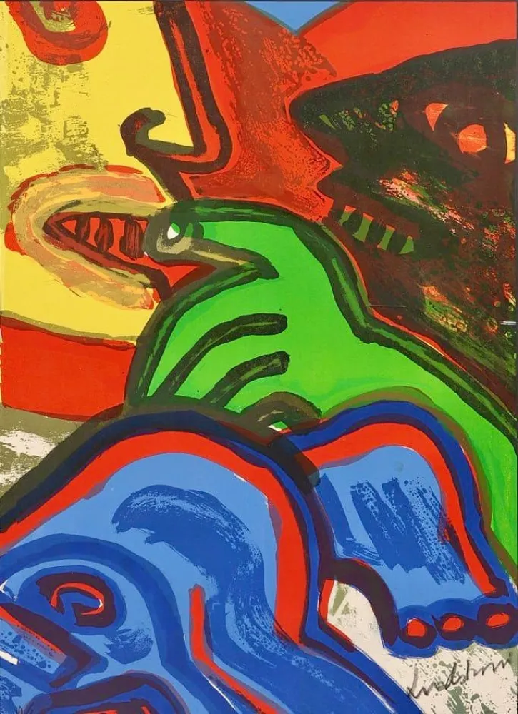 Lithograph Lindstrom - Green Meeting