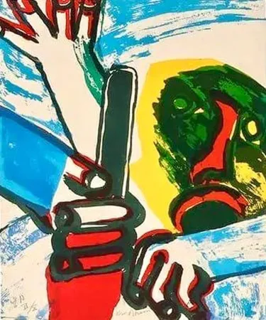 Lithograph Lindstrom - The Fight