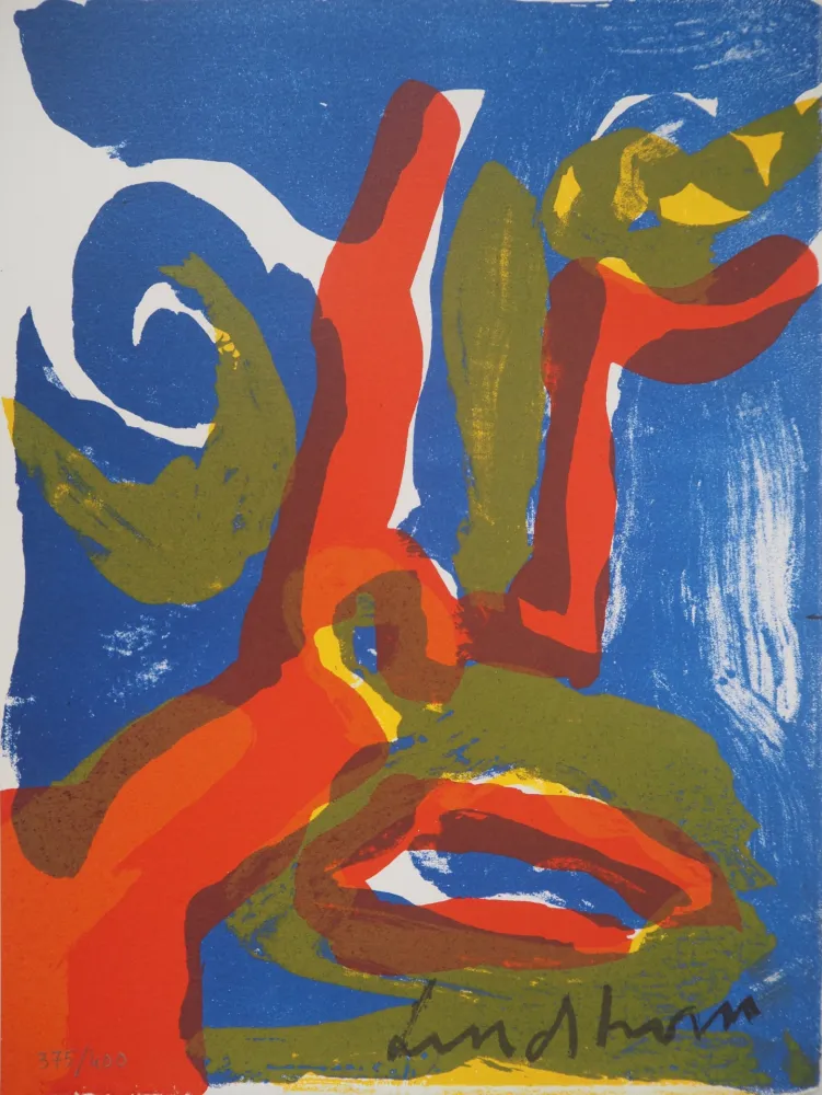Lithograph Lindstrom - Visage bleu