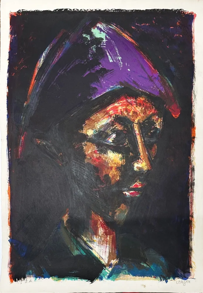 Lithograph Lorjou - Arlequin mauve
