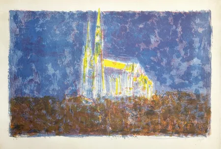 Lithograph Lorjou - Cathédrale de Chartres