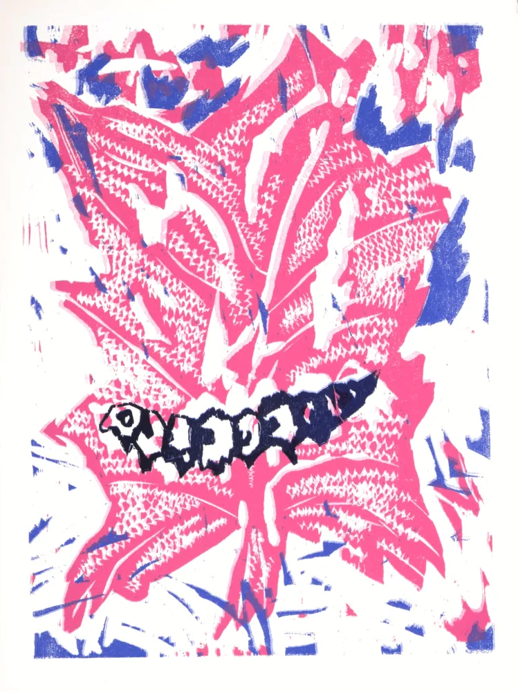 Woodcut Lorjou - La Chenille, 1965