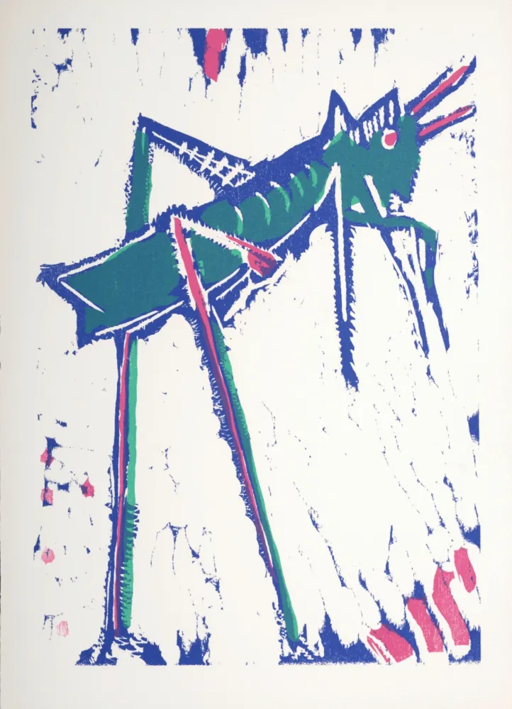 Woodcut Lorjou - La Sauterelle, 1965