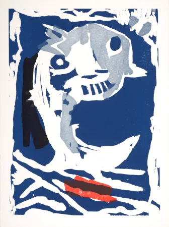 Woodcut Lorjou - Le Dauphin,1965