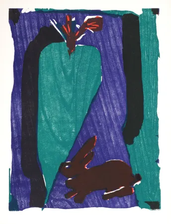 Woodcut Lorjou - Le Lapin, 1965