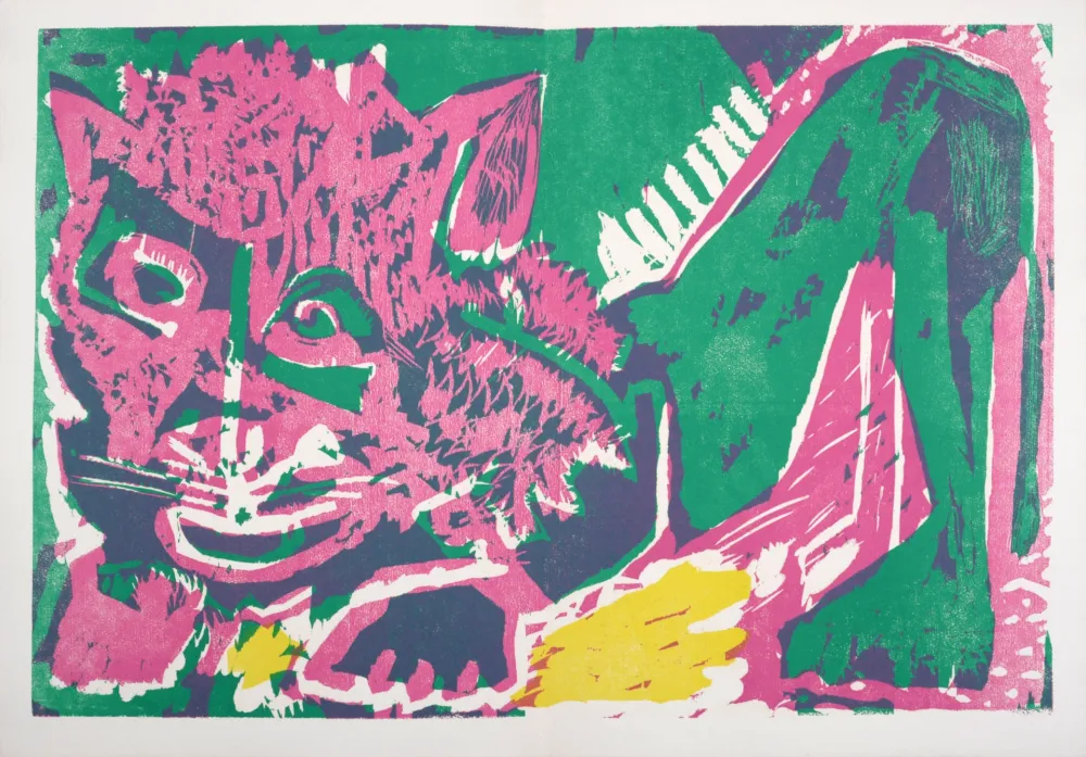 Woodcut Lorjou - Le Lion, 1965