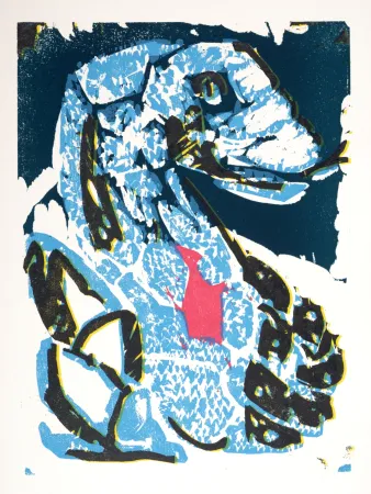 Woodcut Lorjou - Le Serpent, 1965