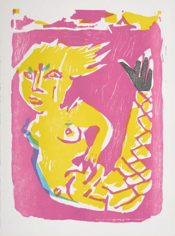 Woodcut Lorjou - Les Sirènes, 1965