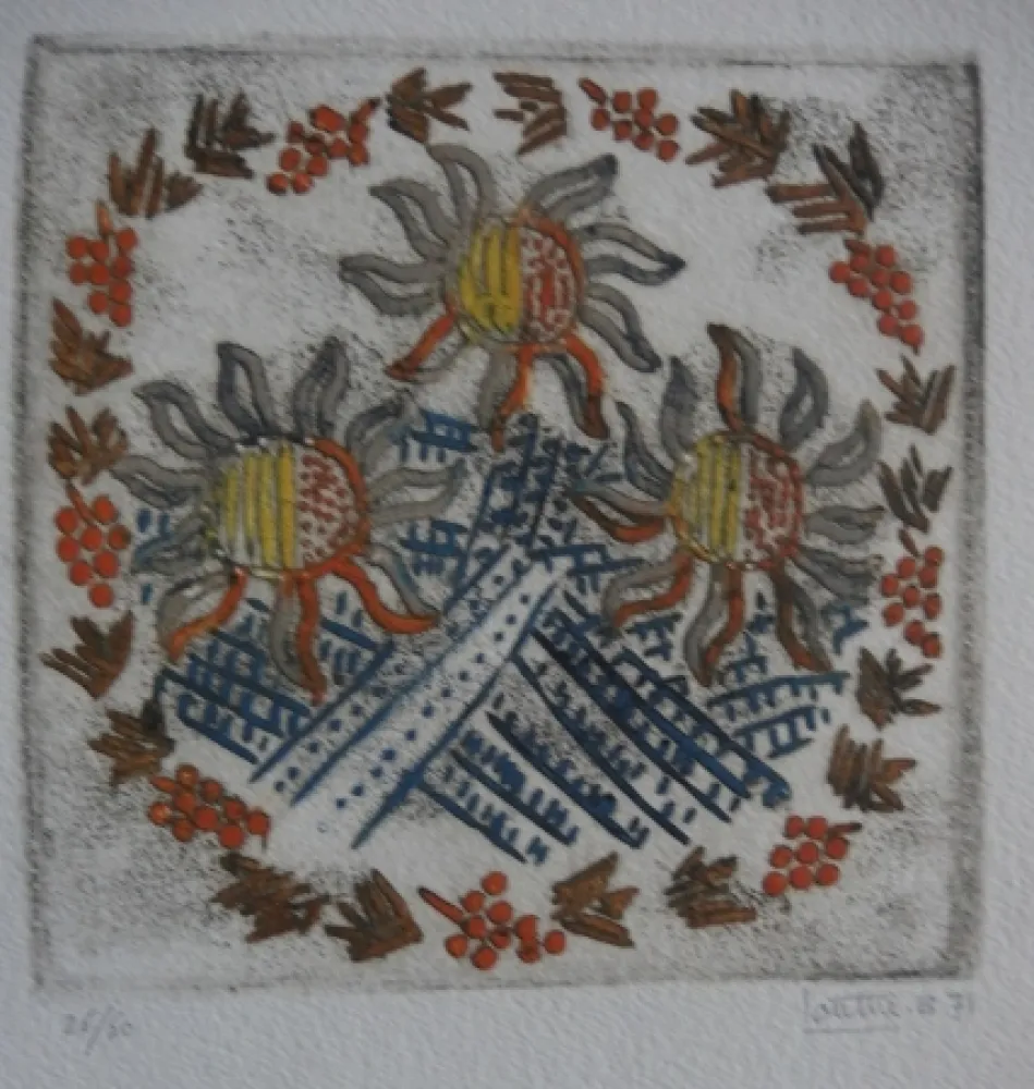 Etching And Aquatint Louttre - Tournesols, Soleil