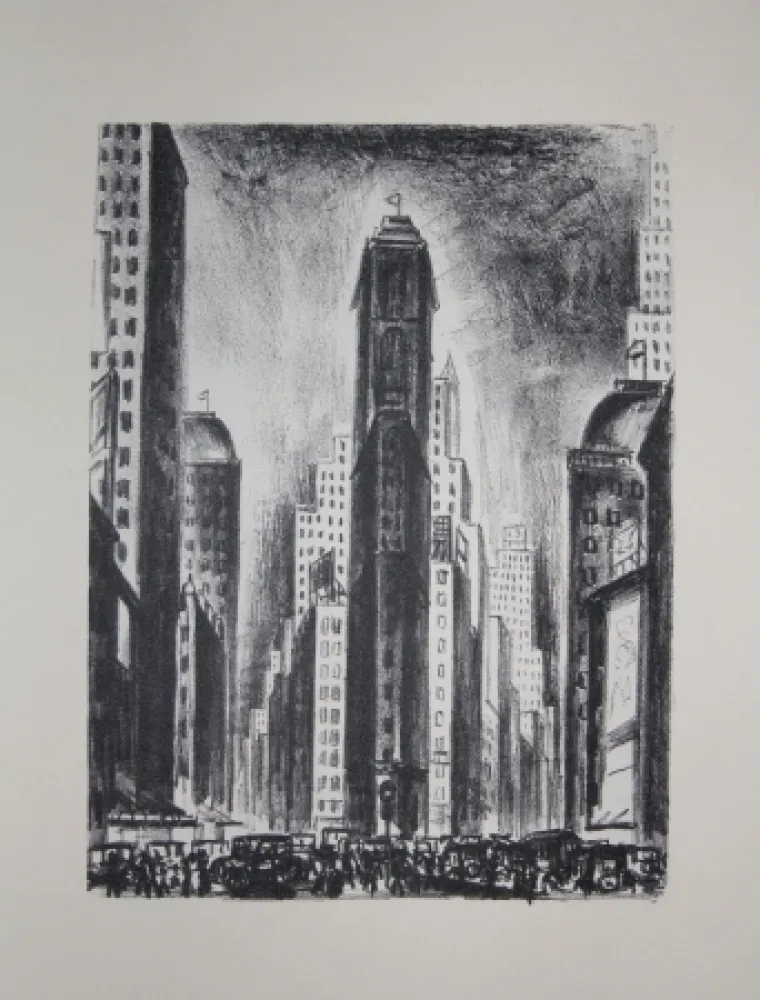 Lithograph Lubbers - NEW-YORK / TIMES SQUARE