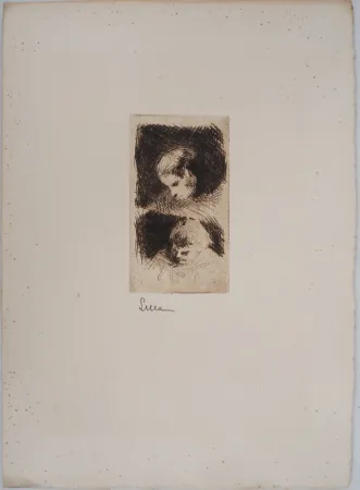 Drypoint Luce - Maximilien LUCE - Etude d'un jeune enfant Vers 1890 - Gravure originale signée 
