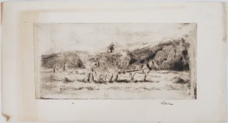 Drypoint Luce - Maximilien LUCE - La Charrette de foin Vers 1900 - Gravure originale signée