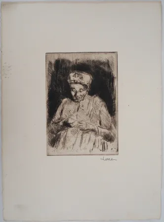 Drypoint Luce - Maximilien LUCE - La Dentelière Vers 1895 - Gravure originale signée