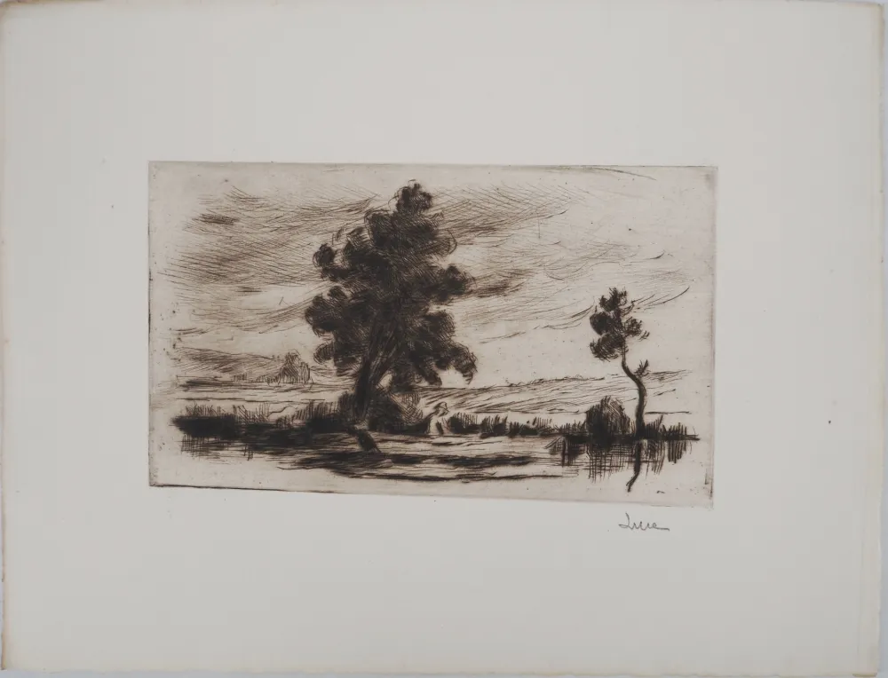 Drypoint Luce - Maximilien LUCE - Paysage bucolique (Yonne) Vers 1910 - Gravure originale signée