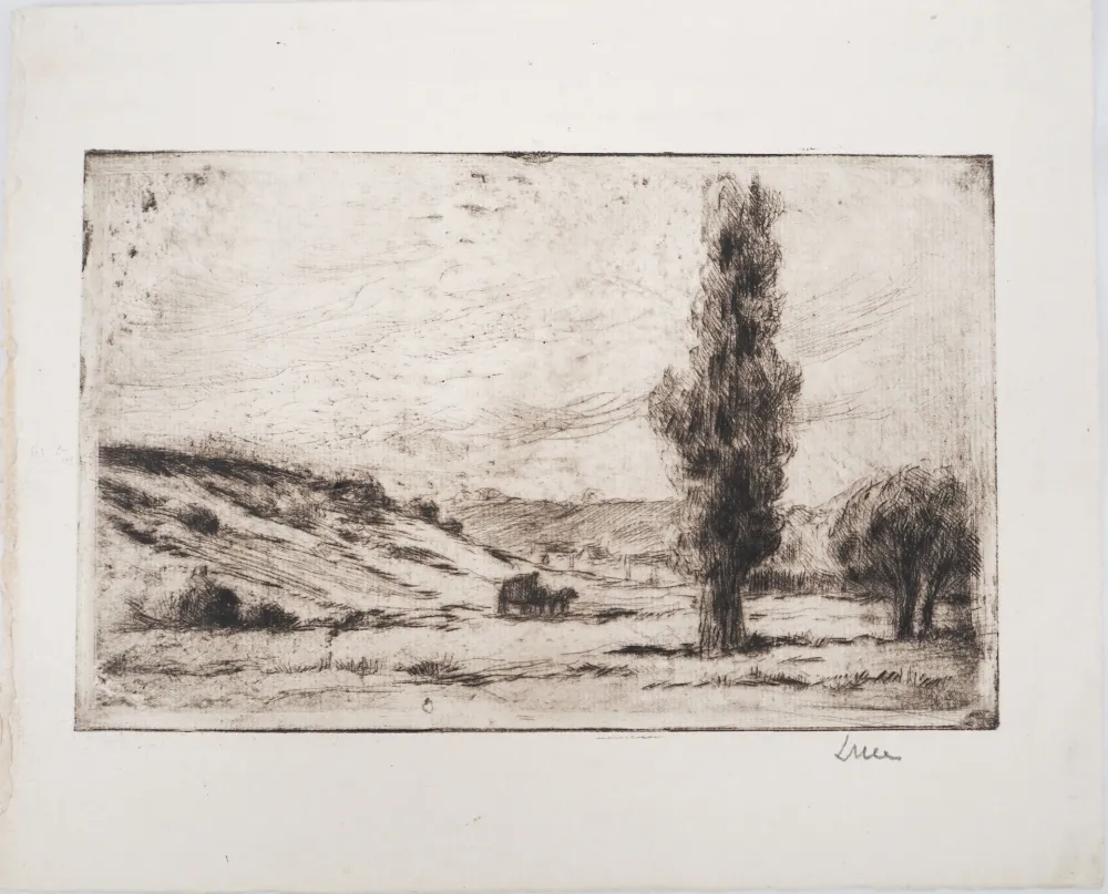 Drypoint Luce - Maximilien LUCE - Paysage de campagne Vers 1900 - Gravure originale signée