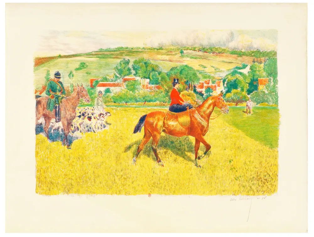 Lithograph Lunois - Départ pour la Chasse