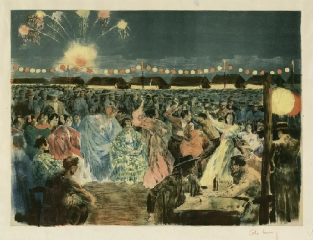 Lithograph Lunois - Fête de nuit sur les bords du Guadalquivir