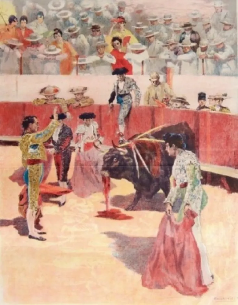 Lithograph Lunois - La Corrida:  