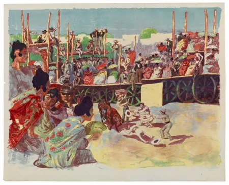 Lithograph Lunois - La Corrida:  Une corrida à la campagne (A Country Bullfight)