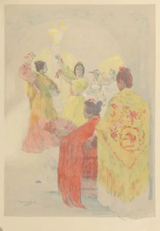 Lithograph Lunois - La sevillana