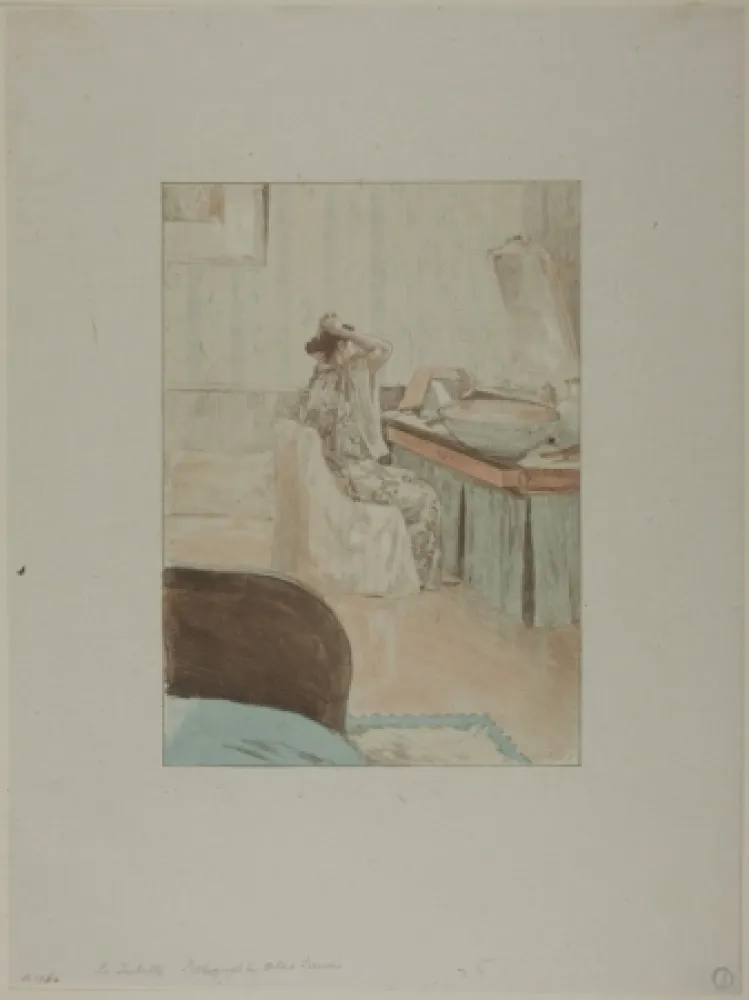 Lithograph Lunois - La toilette